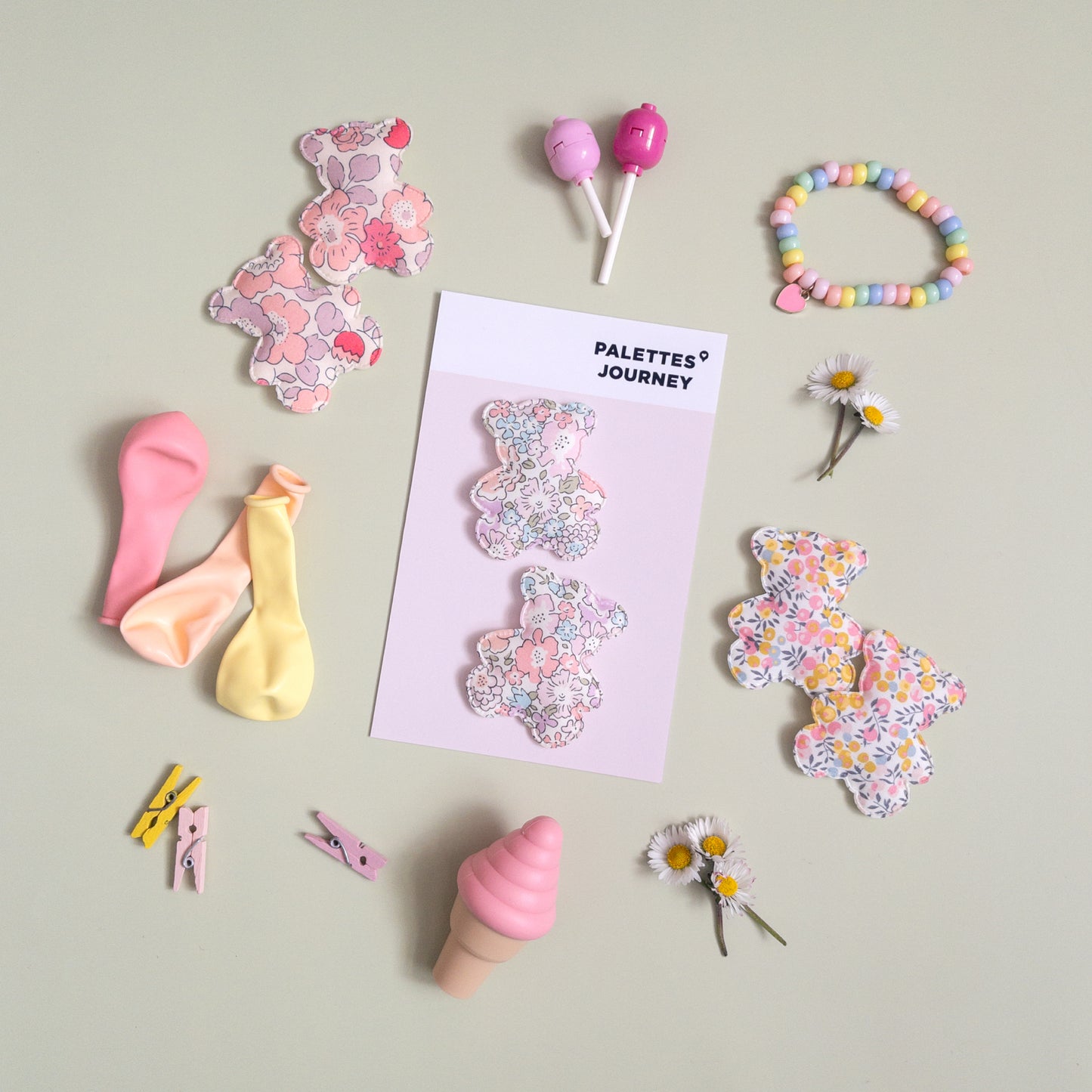 Bear Snap Clips | Liberty Michelle Blush