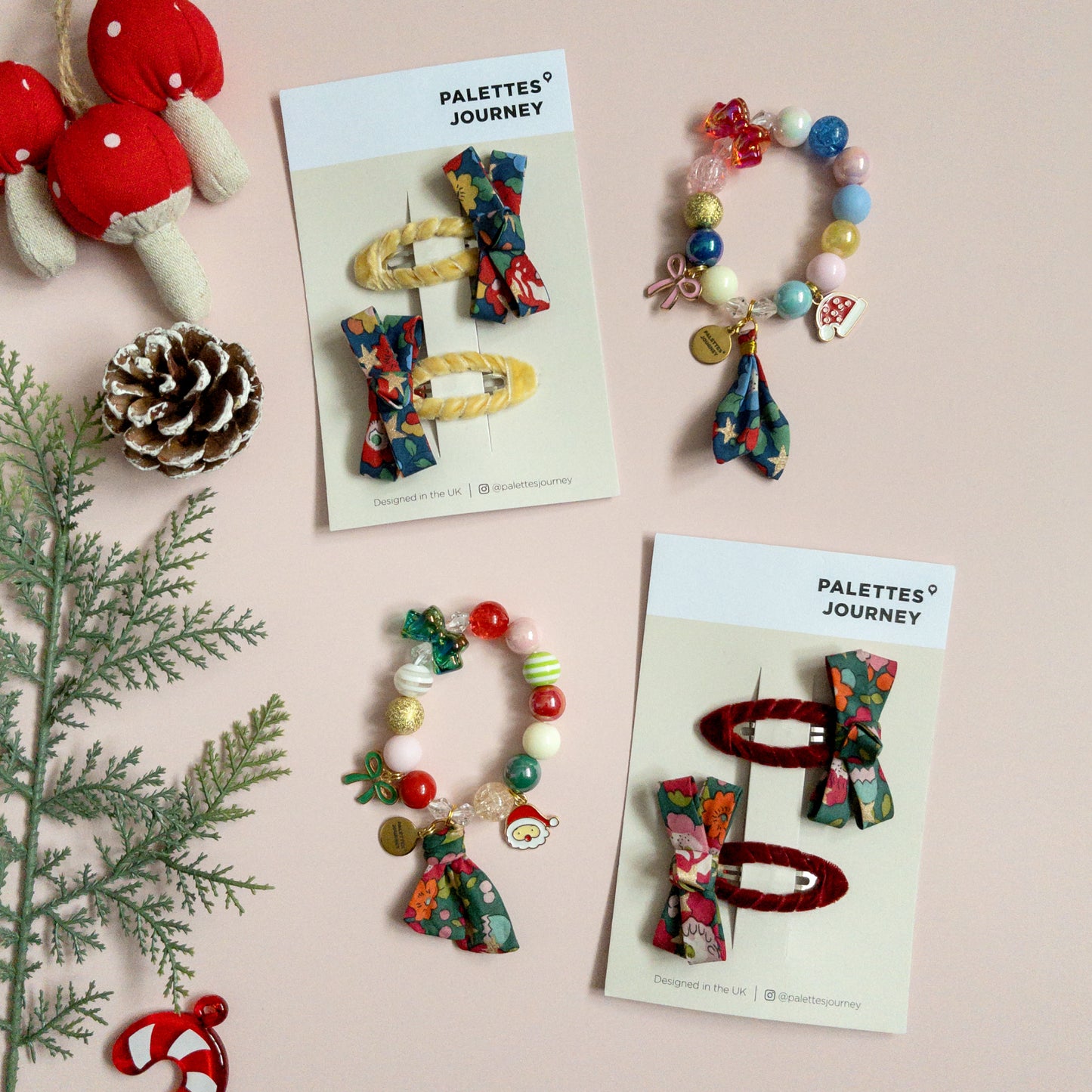 Christmas Knot Bow Snap Clips | Liberty Betsy Star Green