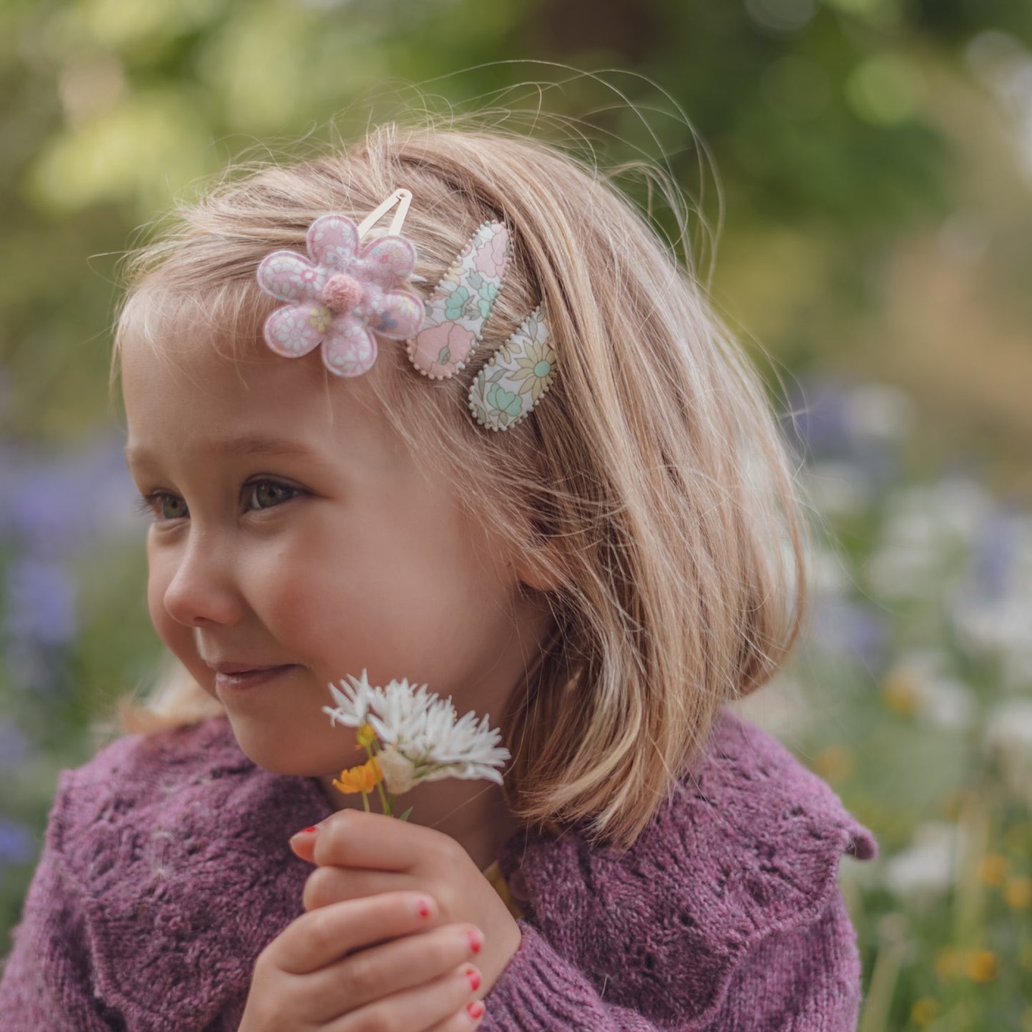 Flower Snap Clips | Liberty Junes Meadow Pink