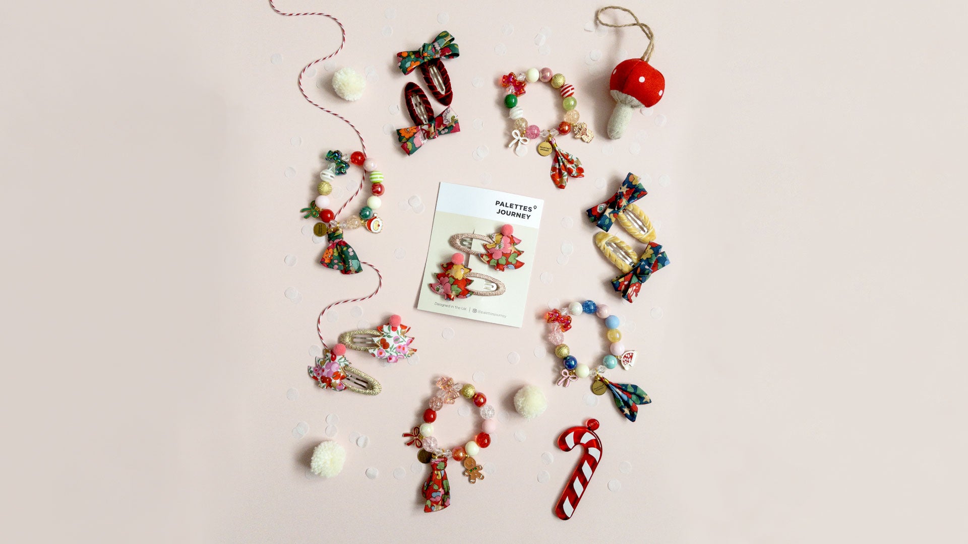 Christmas hair clips and bracelet for girls