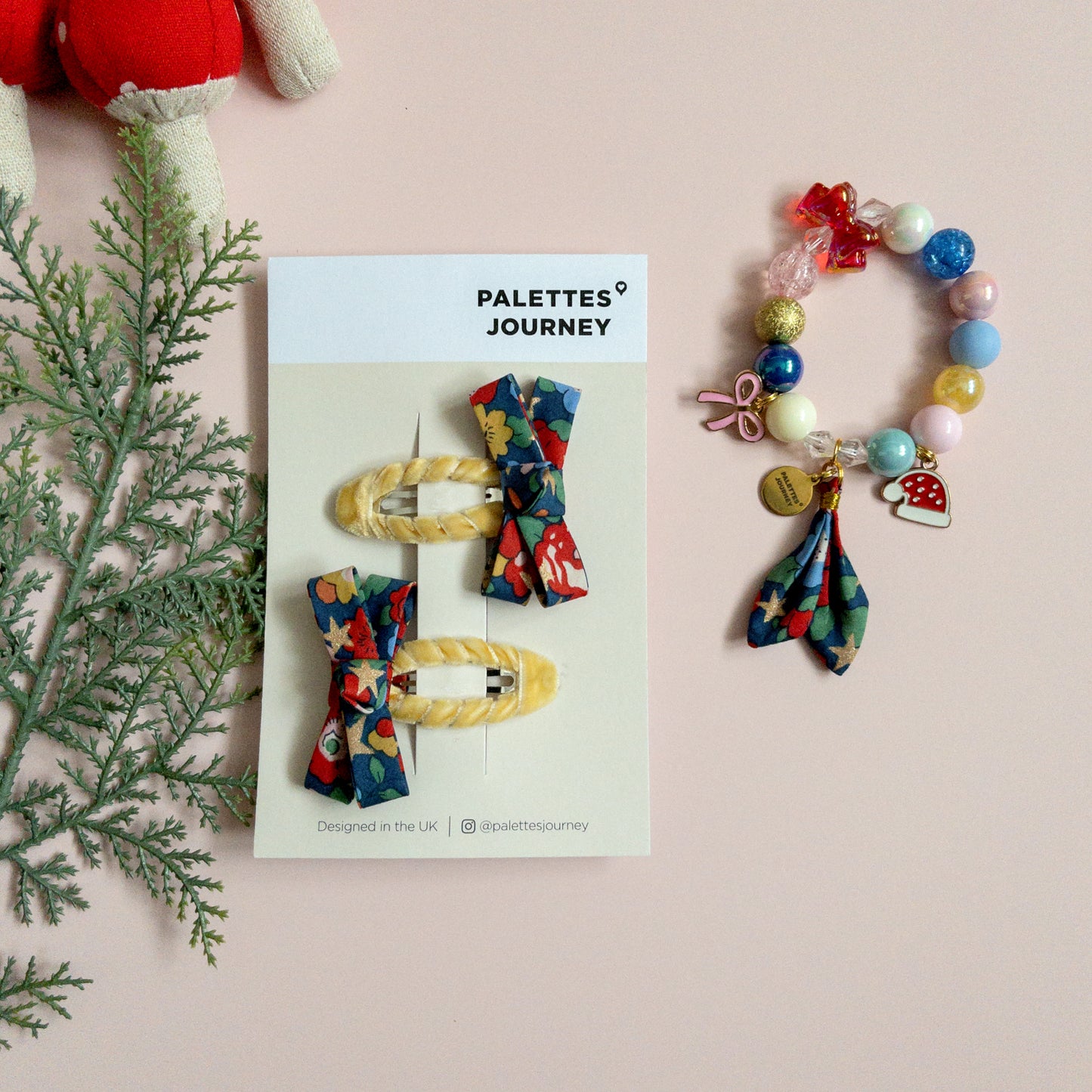 Christmas Knot Bow Snap Clips | Liberty Betsy Star Blue