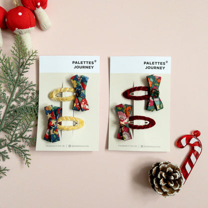 Christmas Knot Bow Snap Clips | Liberty Betsy Star Blue