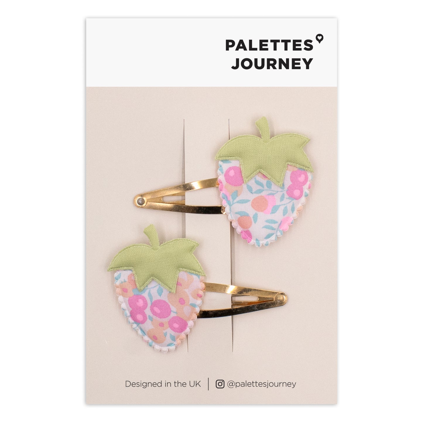 Scalloped Strawberry Snap Clips | Liberty Wiltshire Candy Mint Pop