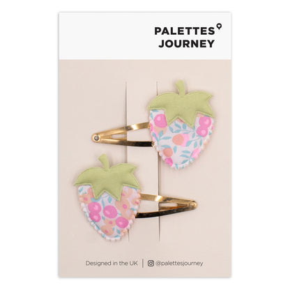 Scalloped Strawberry Snap Clips | Liberty Wiltshire Candy Mint Pop